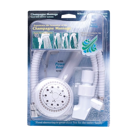 Whedon Whedon Champagne Massage White Plastic 5 settings Handheld Showerhead 2.5 gpm AFP5C